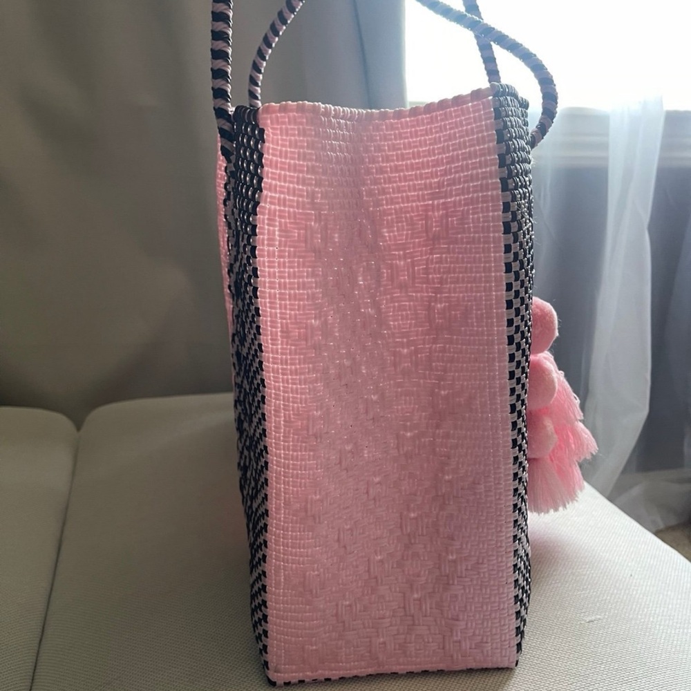 Handmade large woven plastic bag from Mexico summer bag - Picture 2 of 6